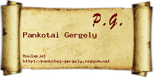 Pankotai Gergely névjegykártya